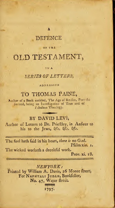 A Defense of the Old Testament, in a Series of Letters, Addressed to Thomas Paine