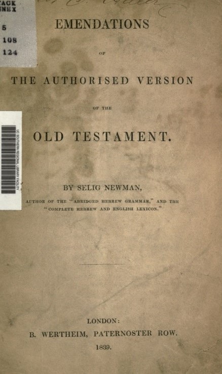 Emendations of the Authorised Version of the Old Testament