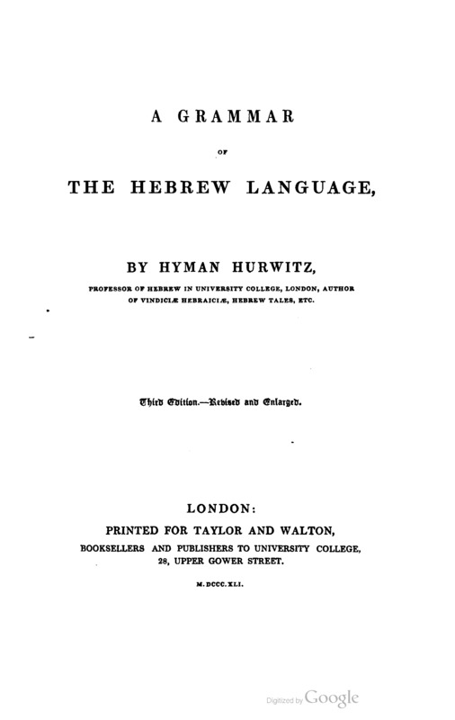 The Etymology and Syntax of the Hebrew Language 